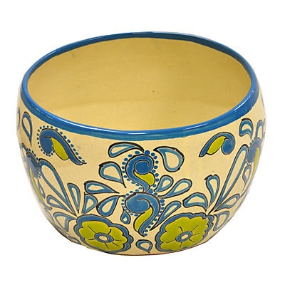 slide 1 of 1, Blue Orange Pottery Blue & Green Inclined Ball Talavera Planter, 1 ct