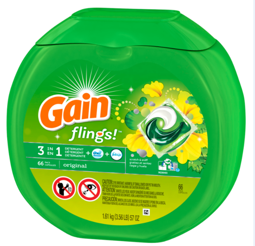 slide 1 of 1, Gain Flings Original 3-In-1 Detergent + Oxi Boost + Febreze, 66 ct