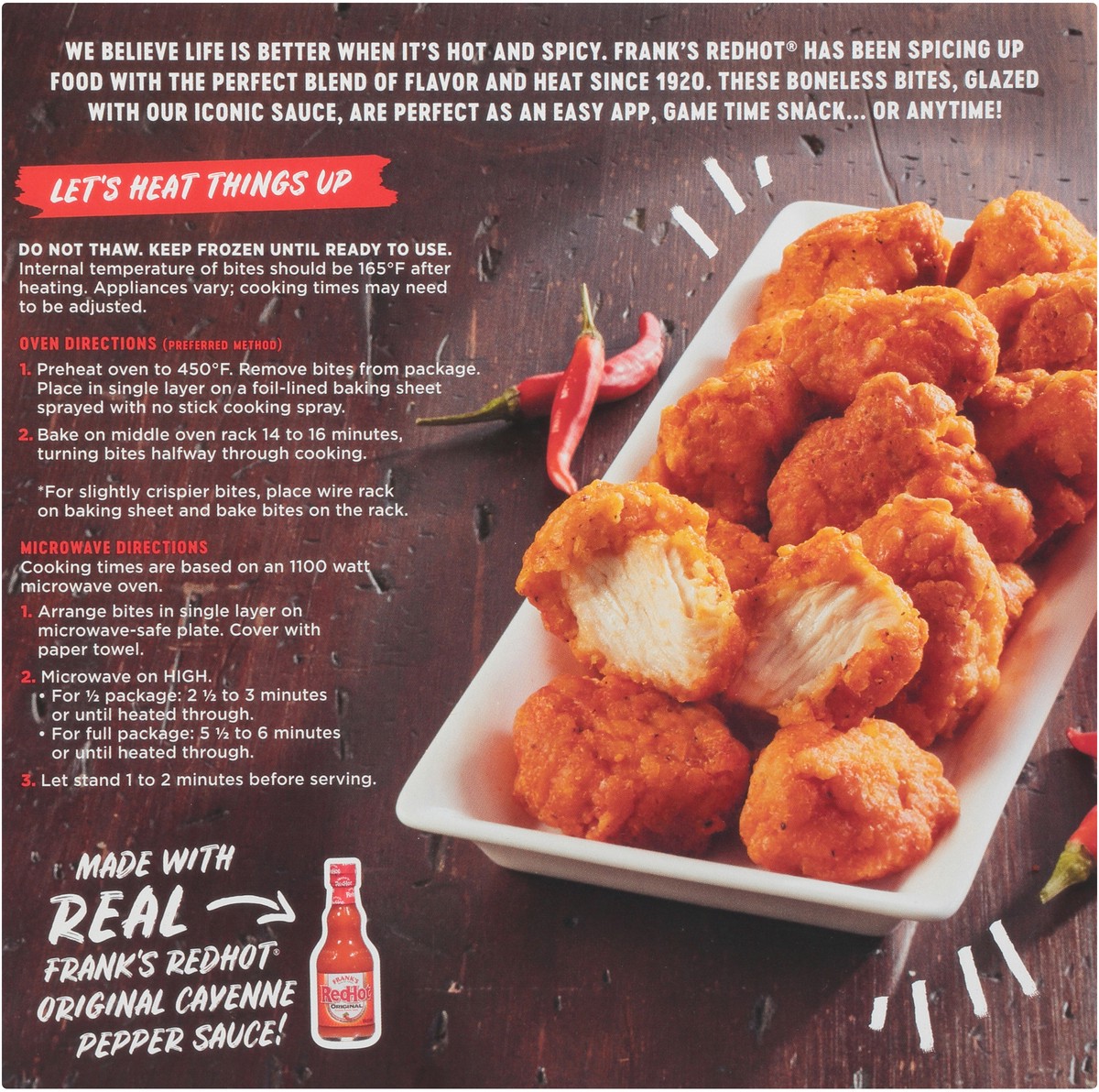 slide 3 of 11, Frank's RedHot Frozen Chicken Bites - Original, 15 oz