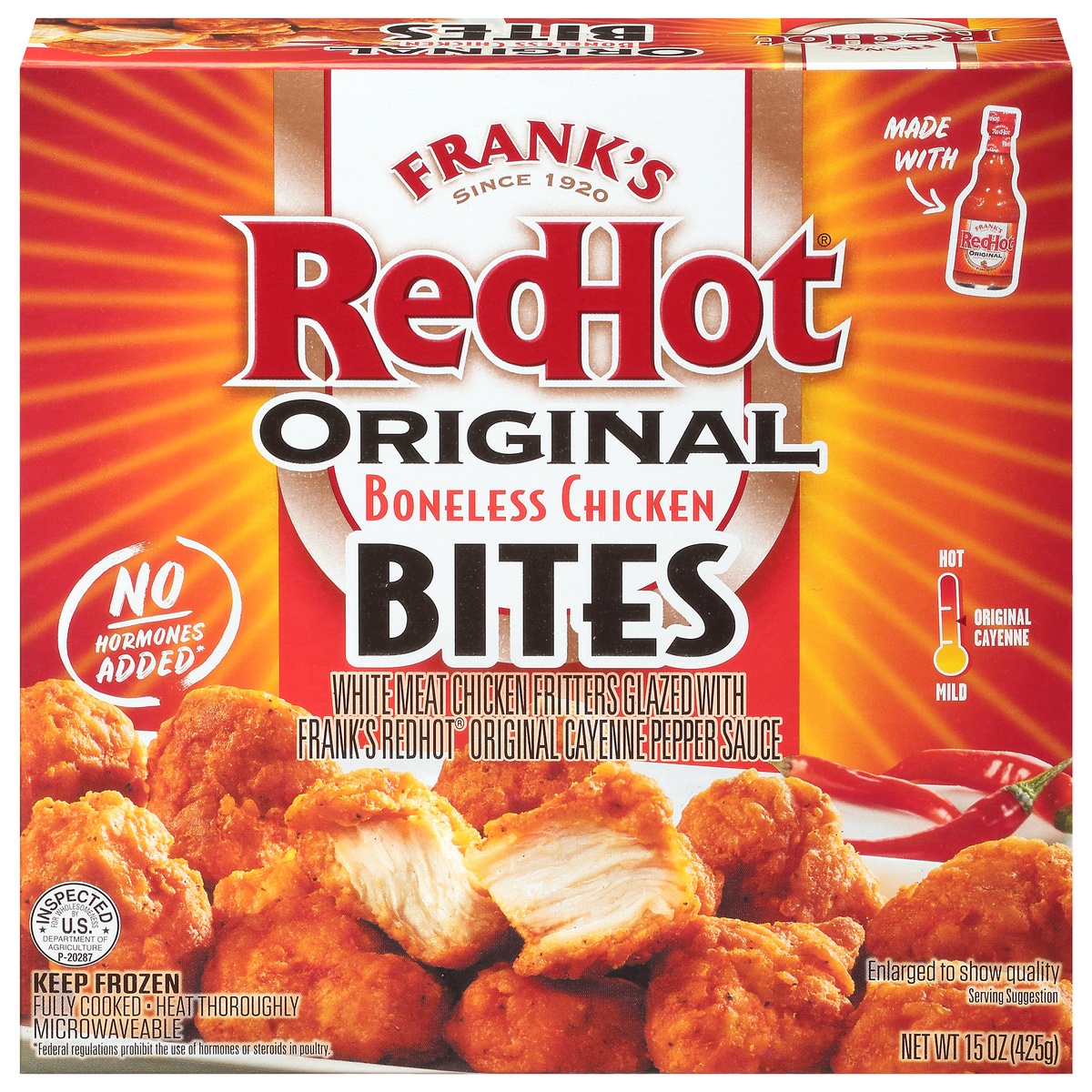 slide 1 of 1, Frank's RedHot Original Boneless Chicken Bites, 15 oz