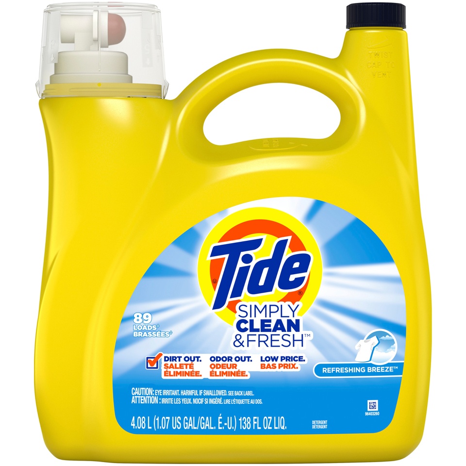 slide 1 of 4, Tide Simply Clean & Fresh Refreshing Breeze Liquid Laundry Detergent, 138 fl oz