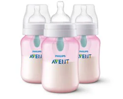 Philips Avent Anti-colic Bottle With AirFree Vent, 9oz, 3pk, Pink, SCY703/13