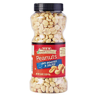 slide 1 of 1, H-B Select Ingredients Dry Roasted and Salted Peanuts - 16 oz, 16 oz