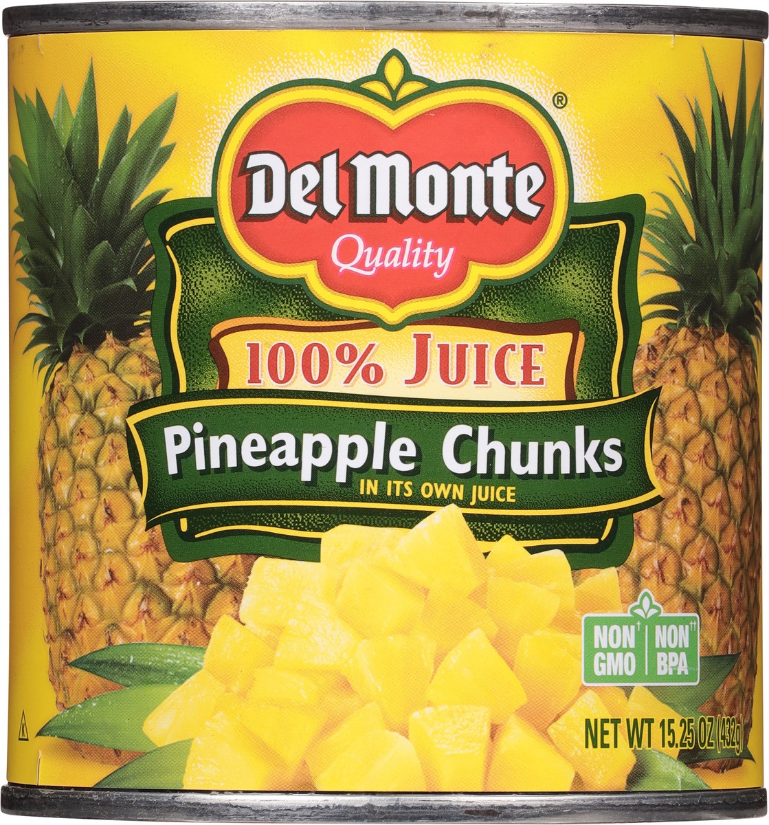 slide 3 of 9, Del Monte Pineapple Chunks In 100% Juice (Can), 15.25 oz