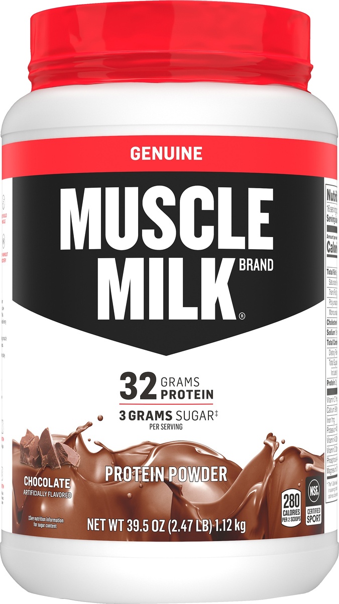 slide 5 of 6, CytoSport Muscle Milk Chocolate Ultimate Lean Muscle Protein, 39.7 oz