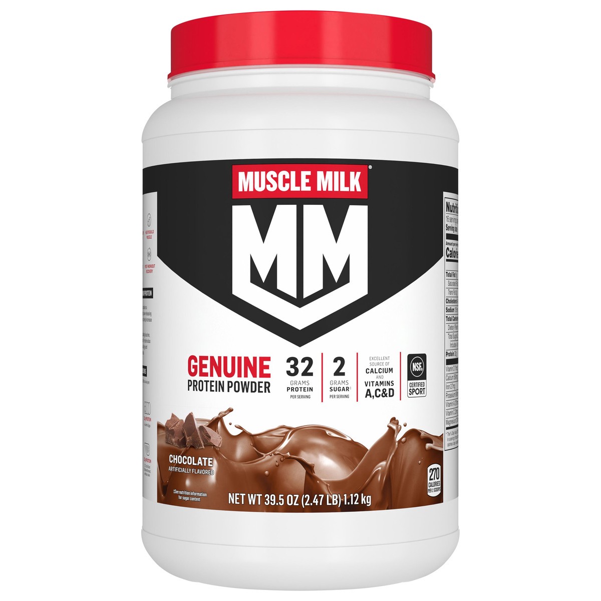 slide 1 of 9, Muscle Milk Genuine Protein Powder Chocolate Artificially Flavored 39.5 Oz, 39.7 oz