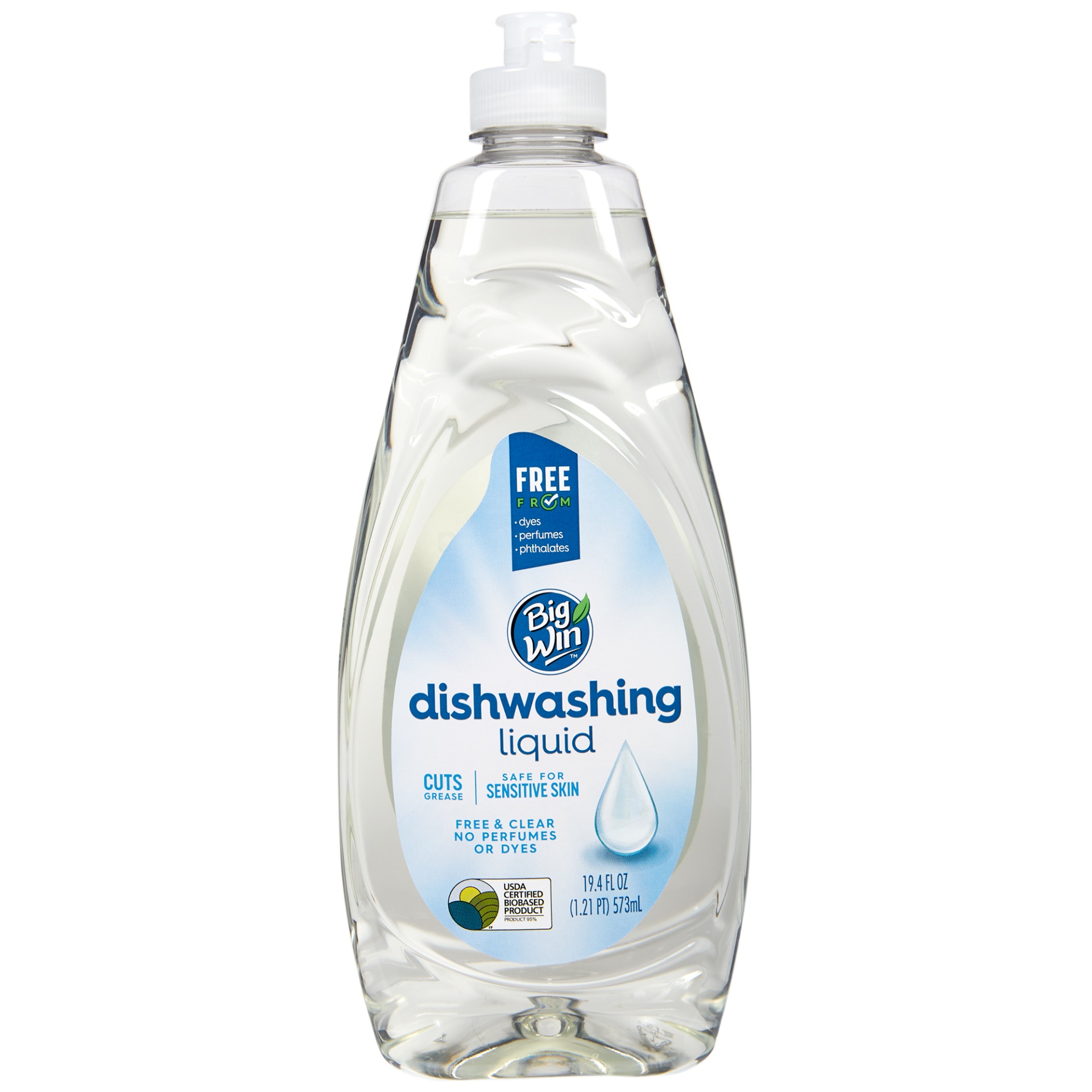 slide 1 of 1, Big Win Dishwashing Liquid, Free & Clear, 19.4 fl oz