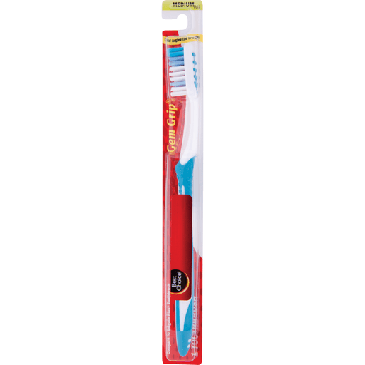 slide 1 of 1, Best Choice Gem Grip Medium Toothbrush, 1 ct