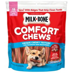 Milk-Bone Mini Comfort Chews, Dog Chews with Unique Chewy Texture and Real Beef, 22.2 Oz. Bag of 18 Chews
