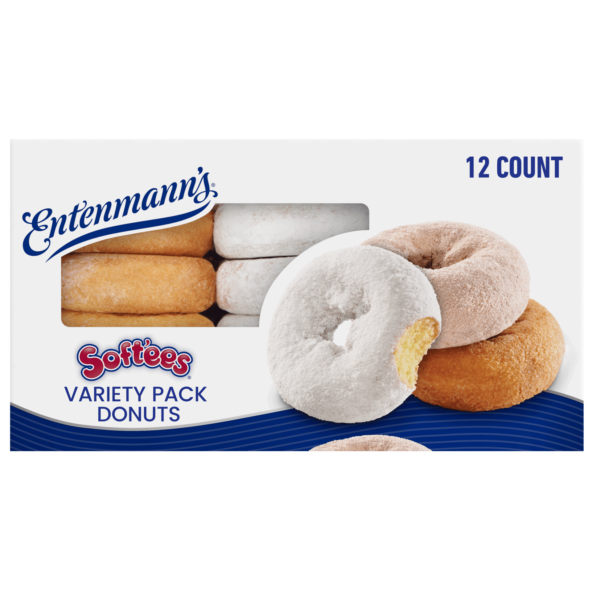 slide 1 of 1, Entenmann's Soft'ees Variety Pack Donuts, 12 count, Soft Plain Donuts, 18.5 oz Box, 12 ct