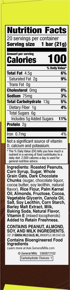 slide 5 of 9, Nature Valley Mini Granola Bars, Sweet and Salty Nut, Dark Chocolate Peanut Almond, 20 Bars, 15 OZ, 20 ct