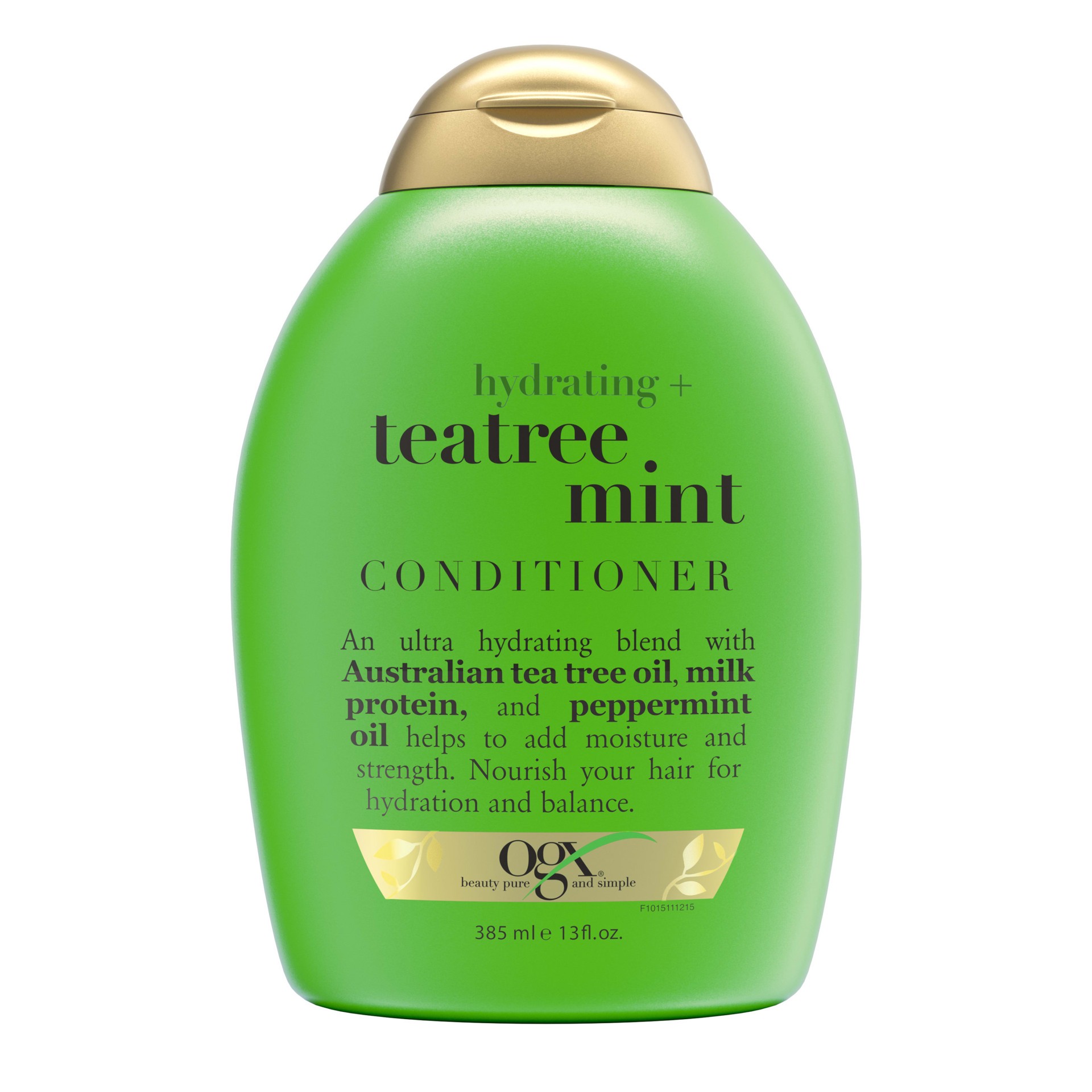 slide 1 of 10, OGX Hydrating + Tea Tree Mint Conditioner, Nourishing & Invigorating Scalp Conditioner with Tea Tree & Peppermint Oil & Milk Proteins, Paraben-Free, Sulfate-Free Surfactants, 13 Fl Oz, 385 ml