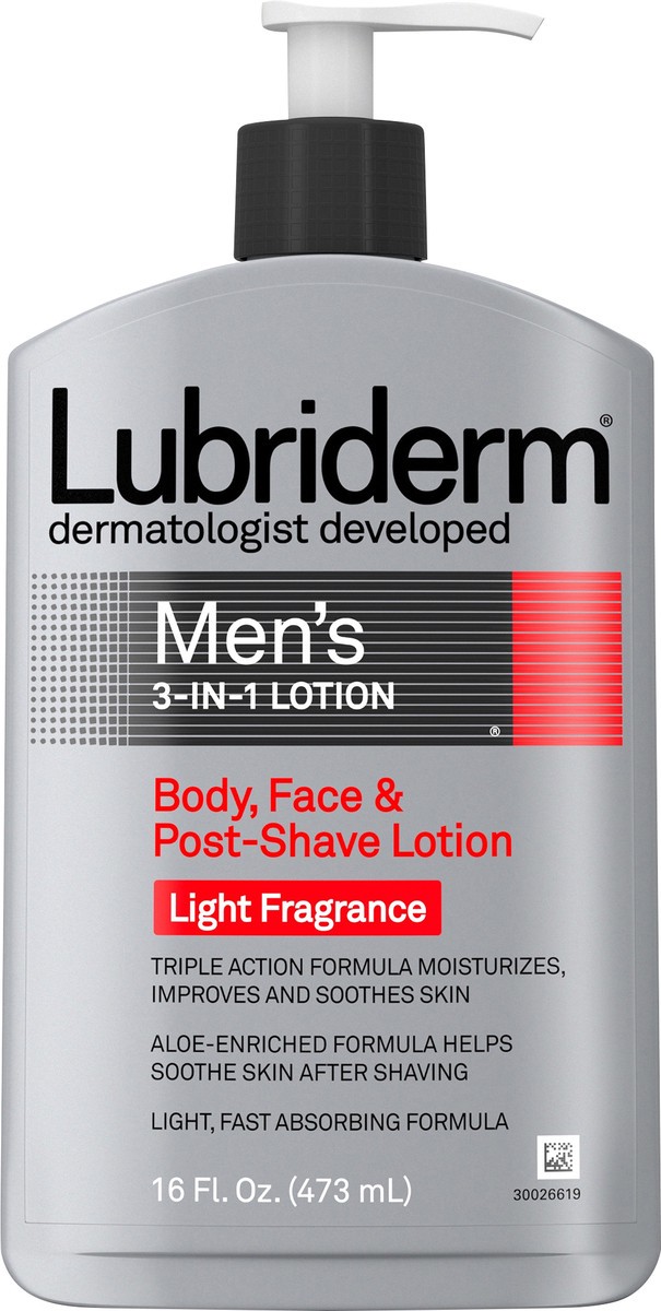 slide 6 of 7, Lubriderm Men's 3-In-1 Moisturizing Body Lotion with Aloe, 16 fl. oz, 16 fl oz