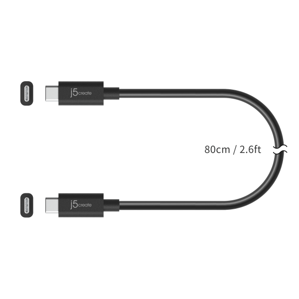 slide 3 of 3, J5Create Full-Featured Usb-C Usb4 Gen 3 Cable, Black, Juc28L08, 1 ct