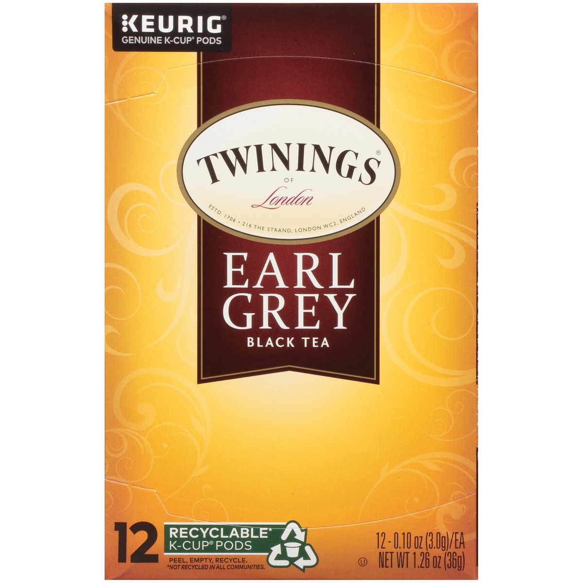 slide 1 of 7, Twinings Earl Grey K-Cups old pkg - 1.26 oz, 12 ct