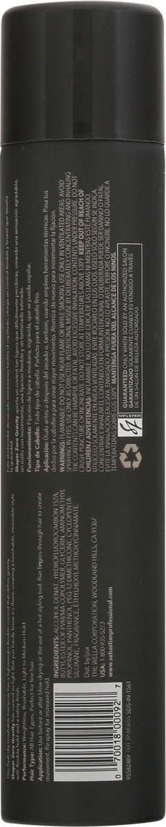 slide 5 of 9, Sebastian Professional Hair Spray, Lightweight Control, Shaper Zero Gravity, 10.6 oz