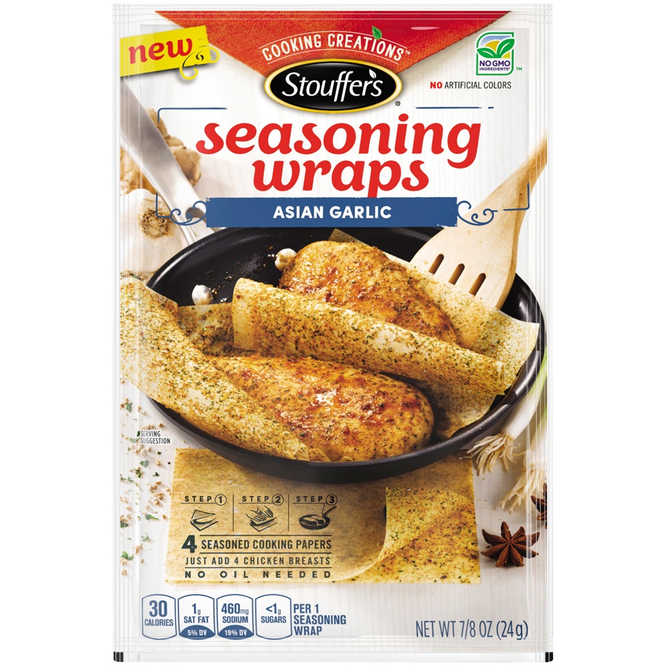 slide 1 of 8, Stouffer's Seasoning Wraps Asian Garlic, 0.88 oz