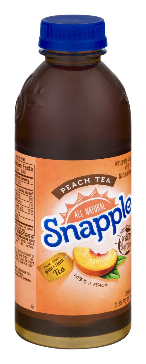 slide 3 of 9, Snapple Peach Tea, Recycled Plastic Bottle - 20 fl oz, 20 fl oz