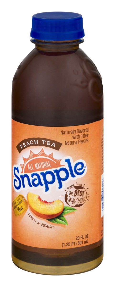 slide 6 of 9, Snapple Peach Tea, Recycled Plastic Bottle - 20 fl oz, 20 fl oz