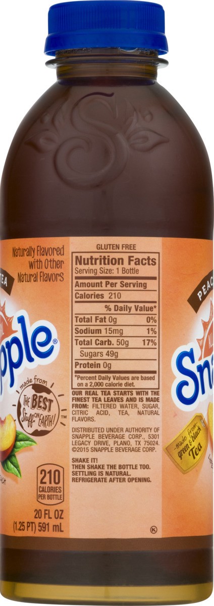 slide 4 of 9, Snapple Peach Tea, Recycled Plastic Bottle - 20 fl oz, 20 fl oz