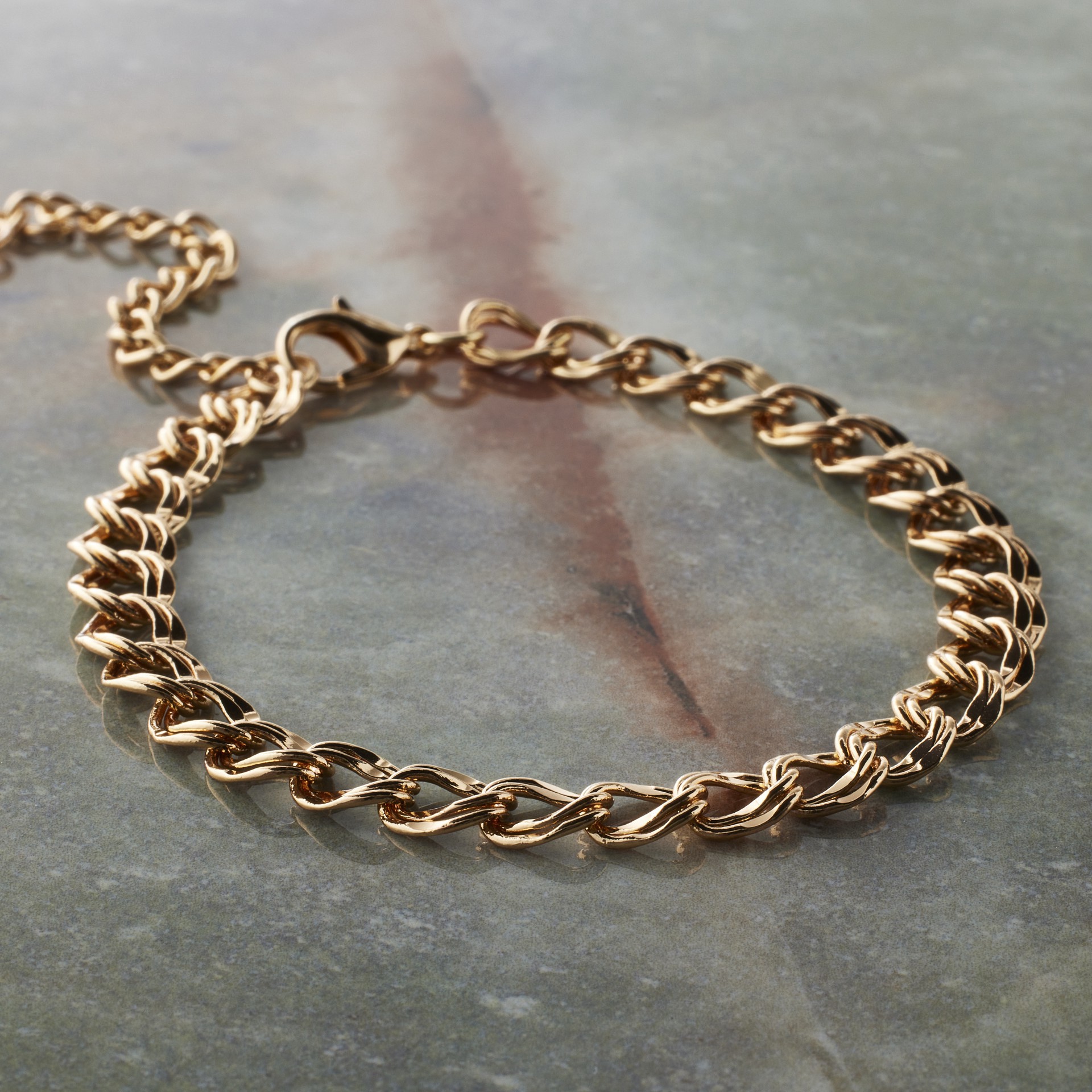 slide 2 of 3, 7.5" Gold Double Curb Charm Bracelet By Bead Landing, 7.5 in