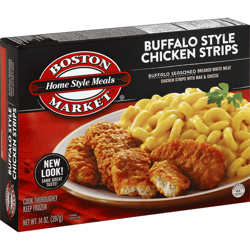 slide 1 of 1, Boston Market Buffalo Style Chicken Strips with Macaroni and Cheese, 14 oz