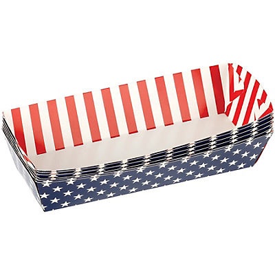 slide 1 of 1, Destination Holiday Patriotic Paper Hot Dog Trays, 6 ct