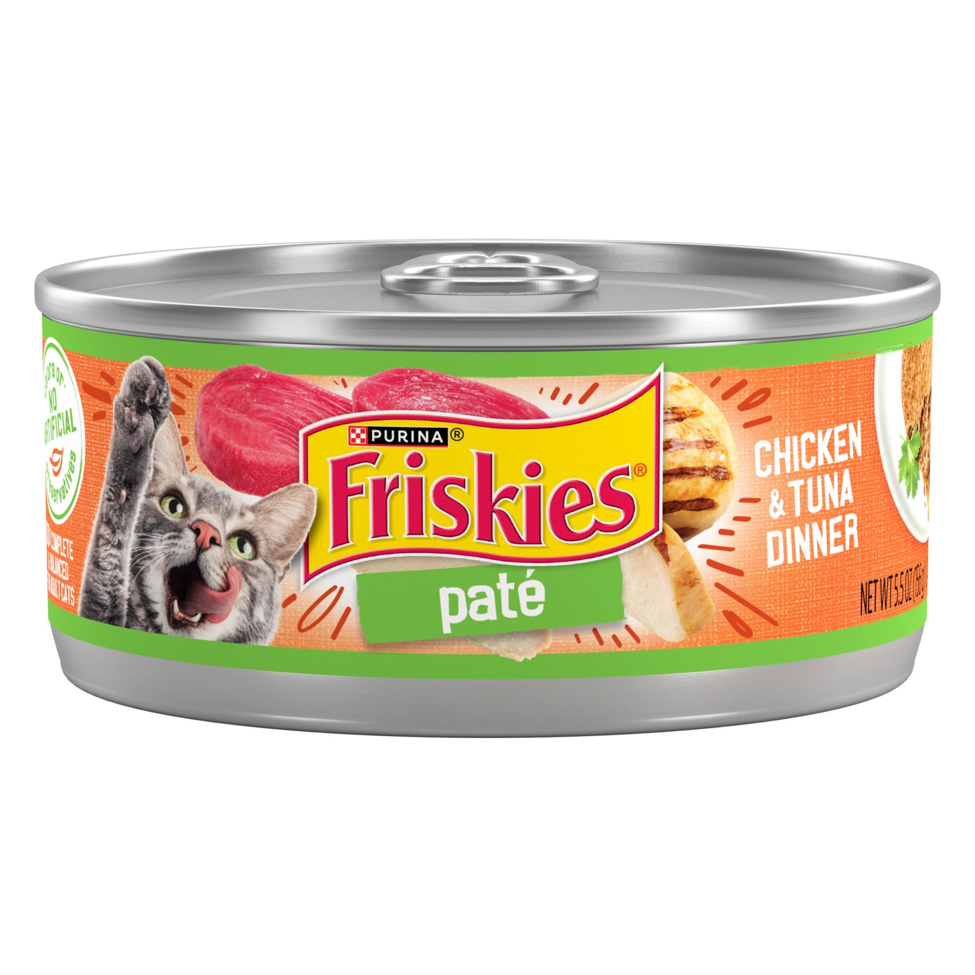 slide 1 of 7, Friskies Purina Friskies Pate Wet Cat Food, Chicken & Tuna Dinner, 5.5 oz