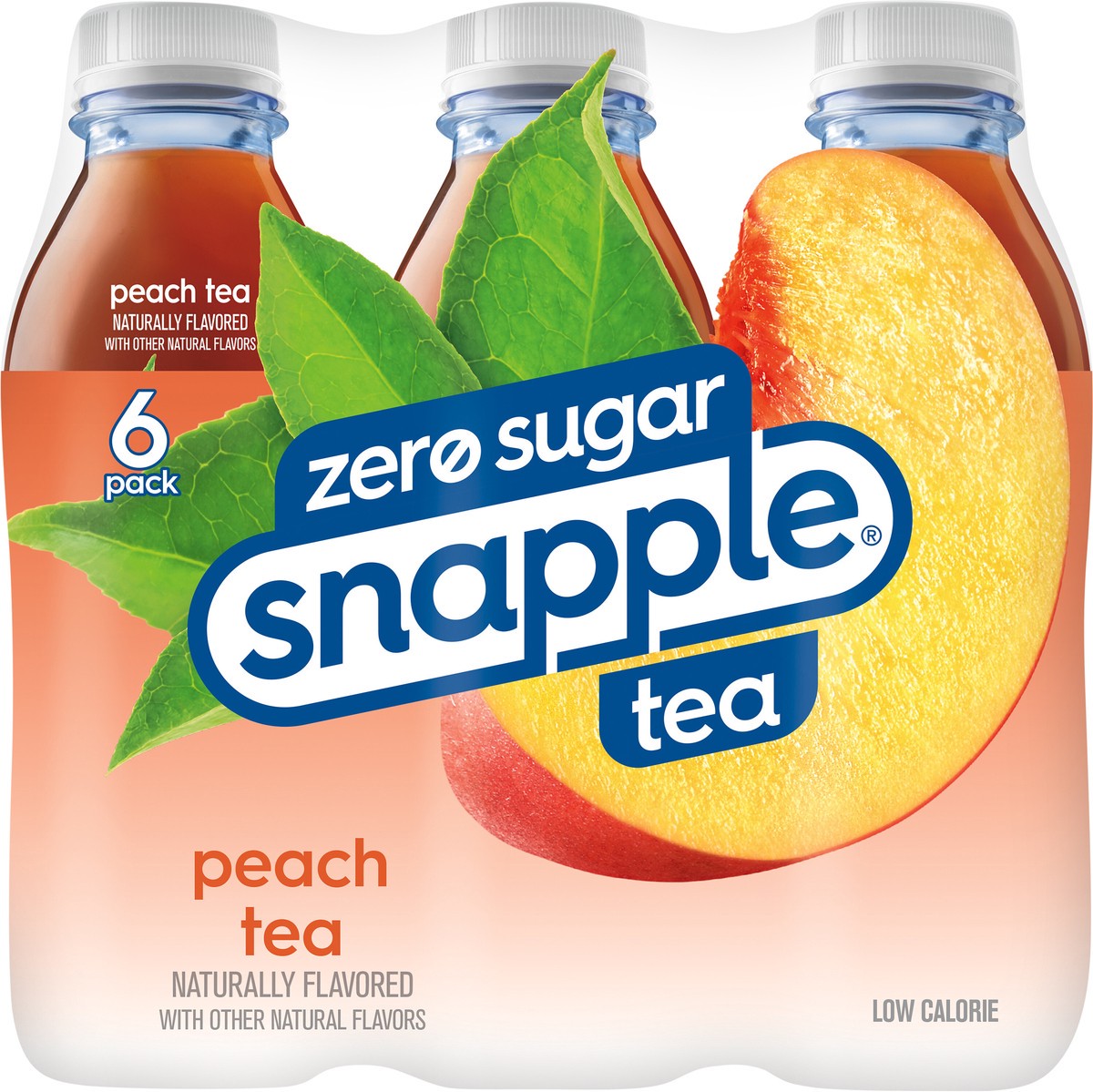 slide 10 of 11, Snapple Zero Sugar Peach Tea, 16 fl oz recycled plastic bottle, 6 pack - 6 ct, 6 ct; 16 oz