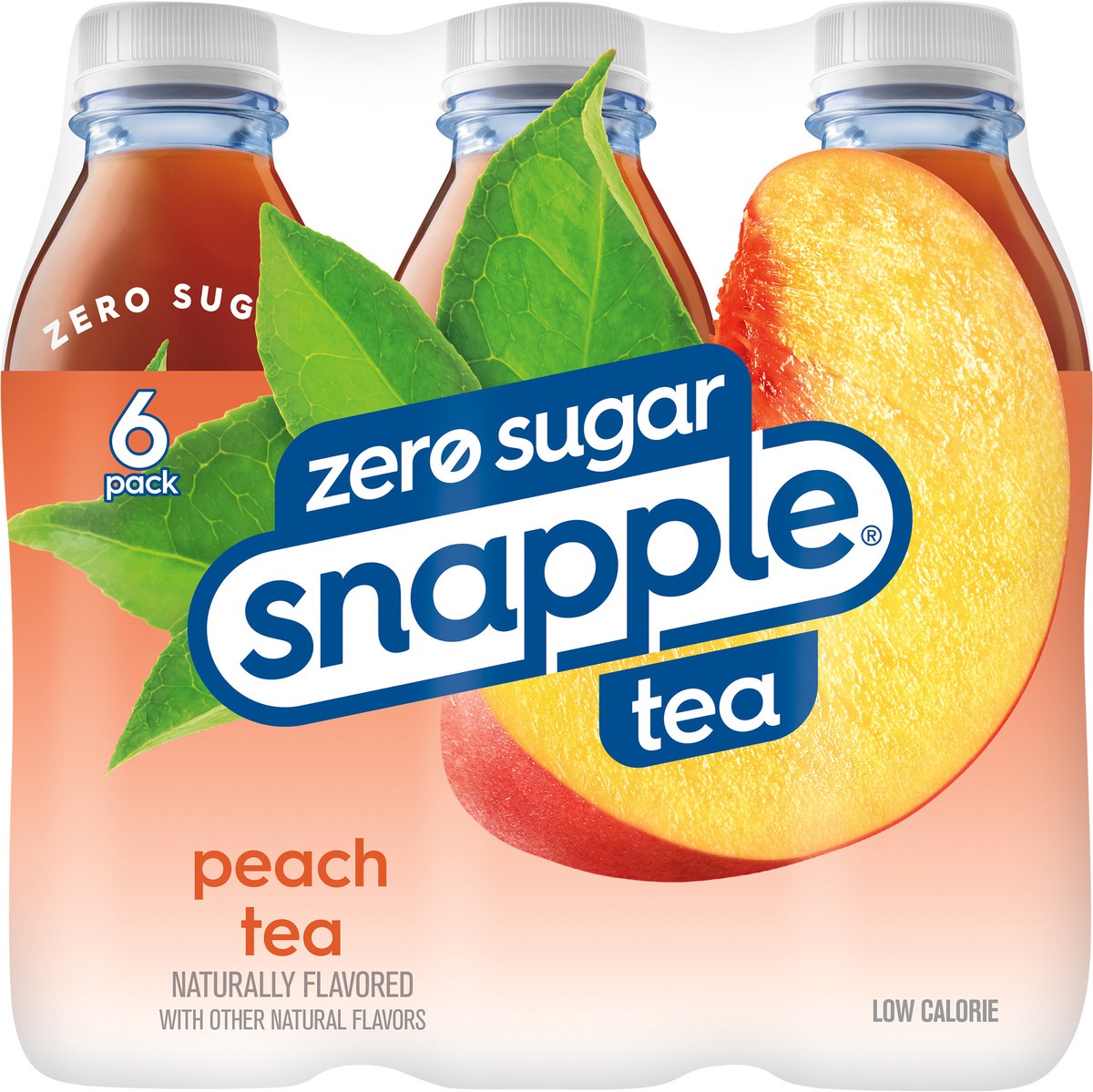 slide 6 of 11, Snapple Zero Sugar Peach Tea, 16 fl oz recycled plastic bottle, 6 pack - 6 ct, 6 ct; 16 oz
