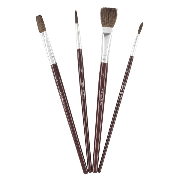 slide 1 of 1, Scholastic Artist Brush Set, Horsehair Bristles, Brown, Set Of 4 Brushes, 1 ct