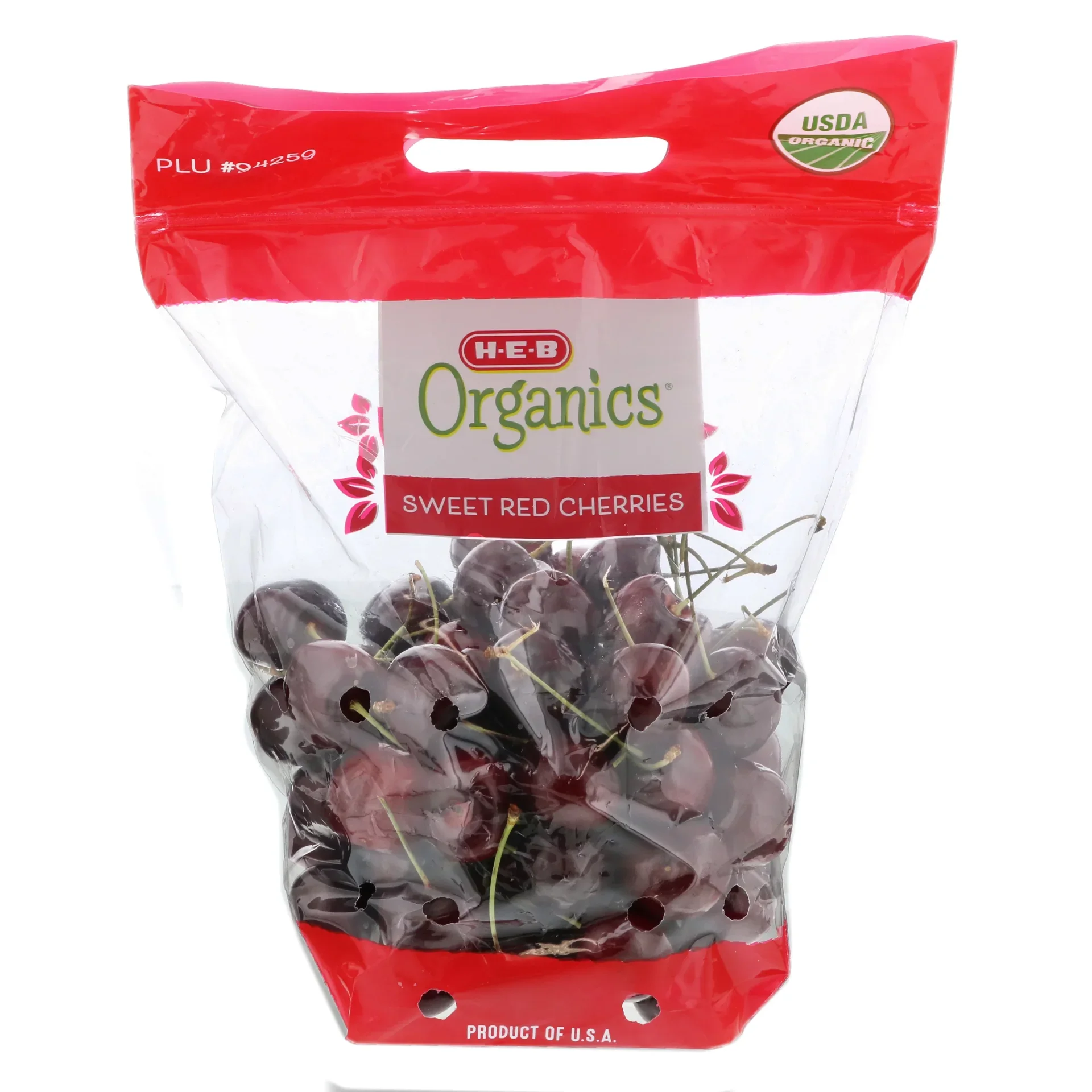 slide 1 of 1, H-E-B Organics Sweet Red Cherries, per lb