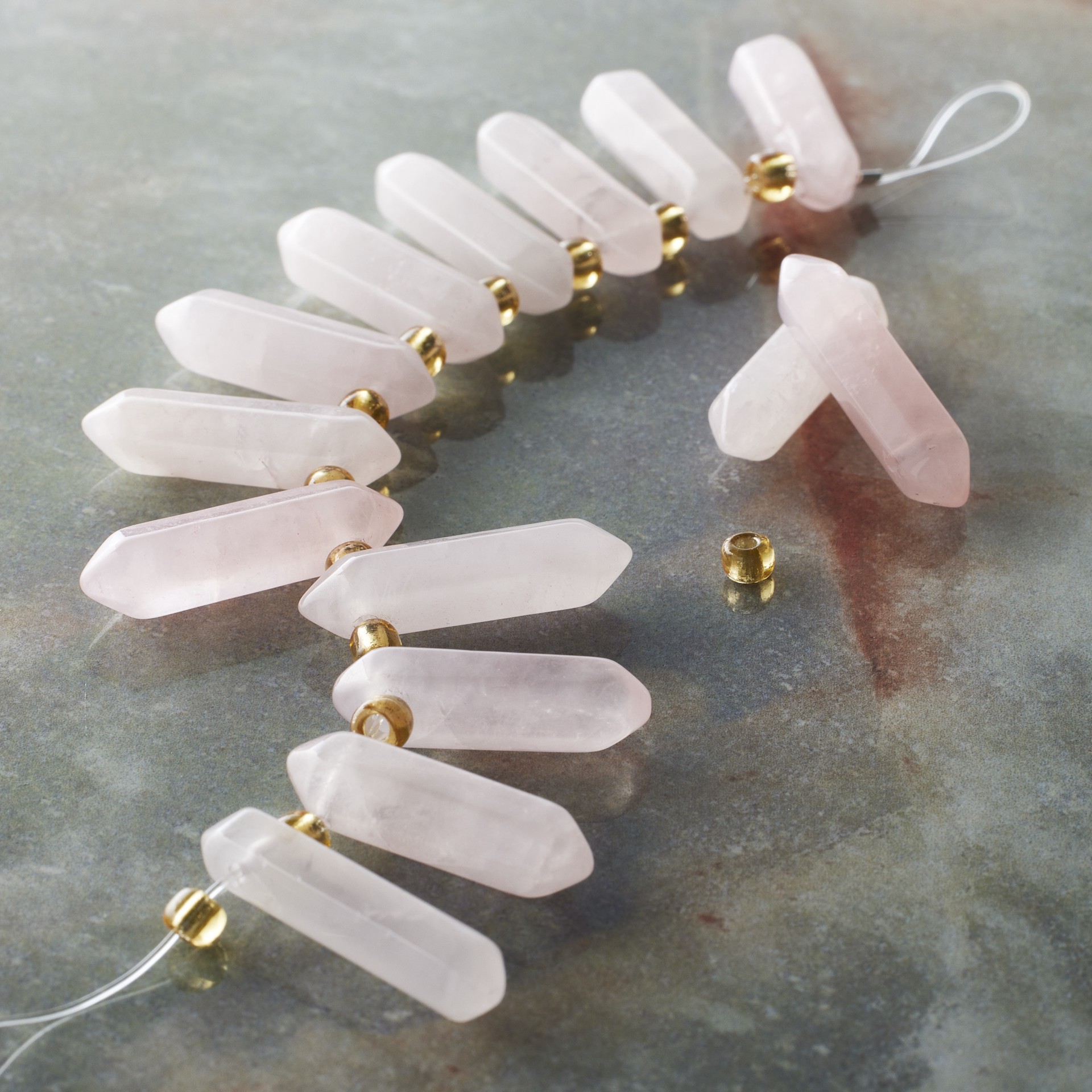 slide 3 of 3, Rose Quartz Spike Beads By Bead Landing, 17mm-26mm