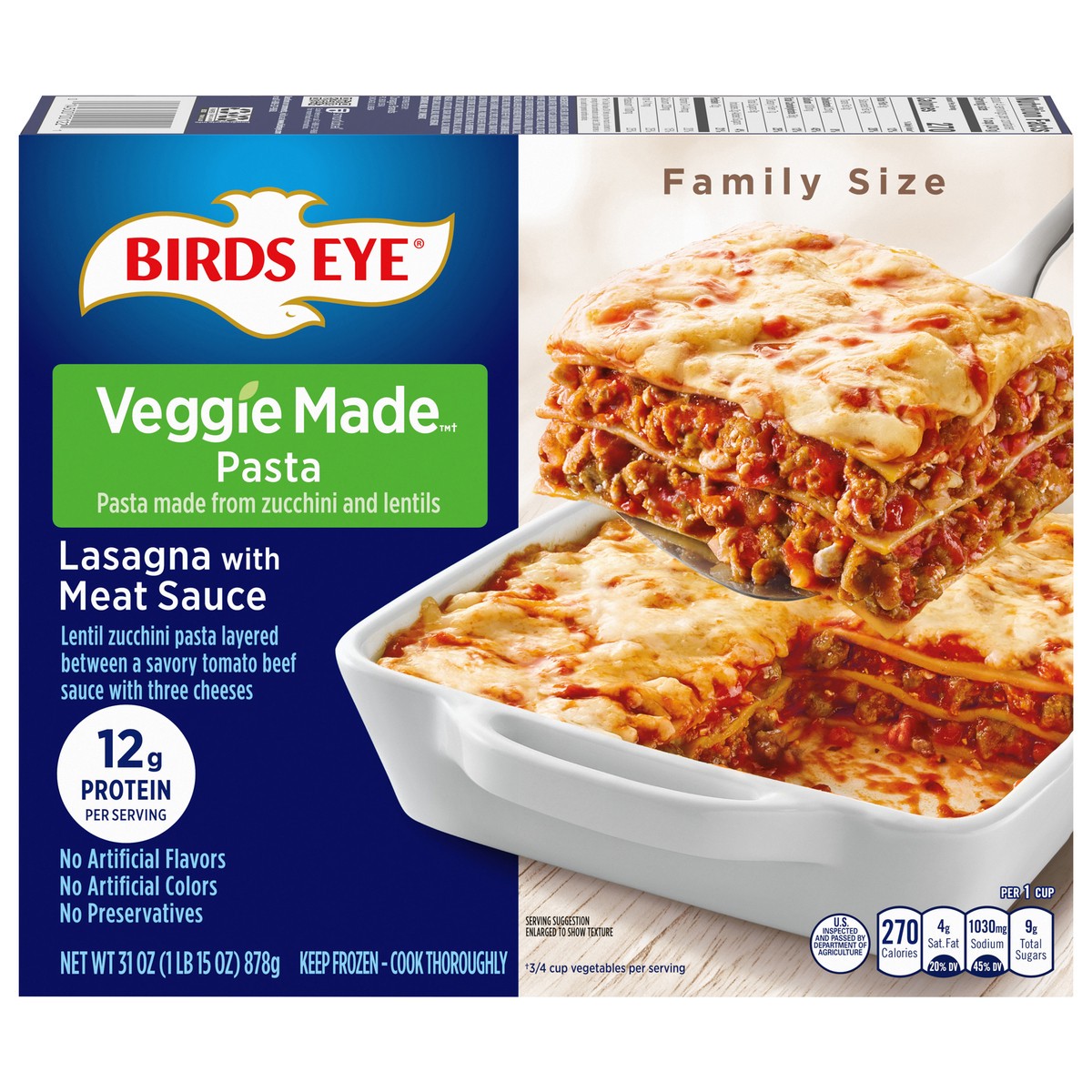 slide 1 of 9, Birds Eye Lasagna with Meat Sauce Family Size 31 oz, 31 oz
