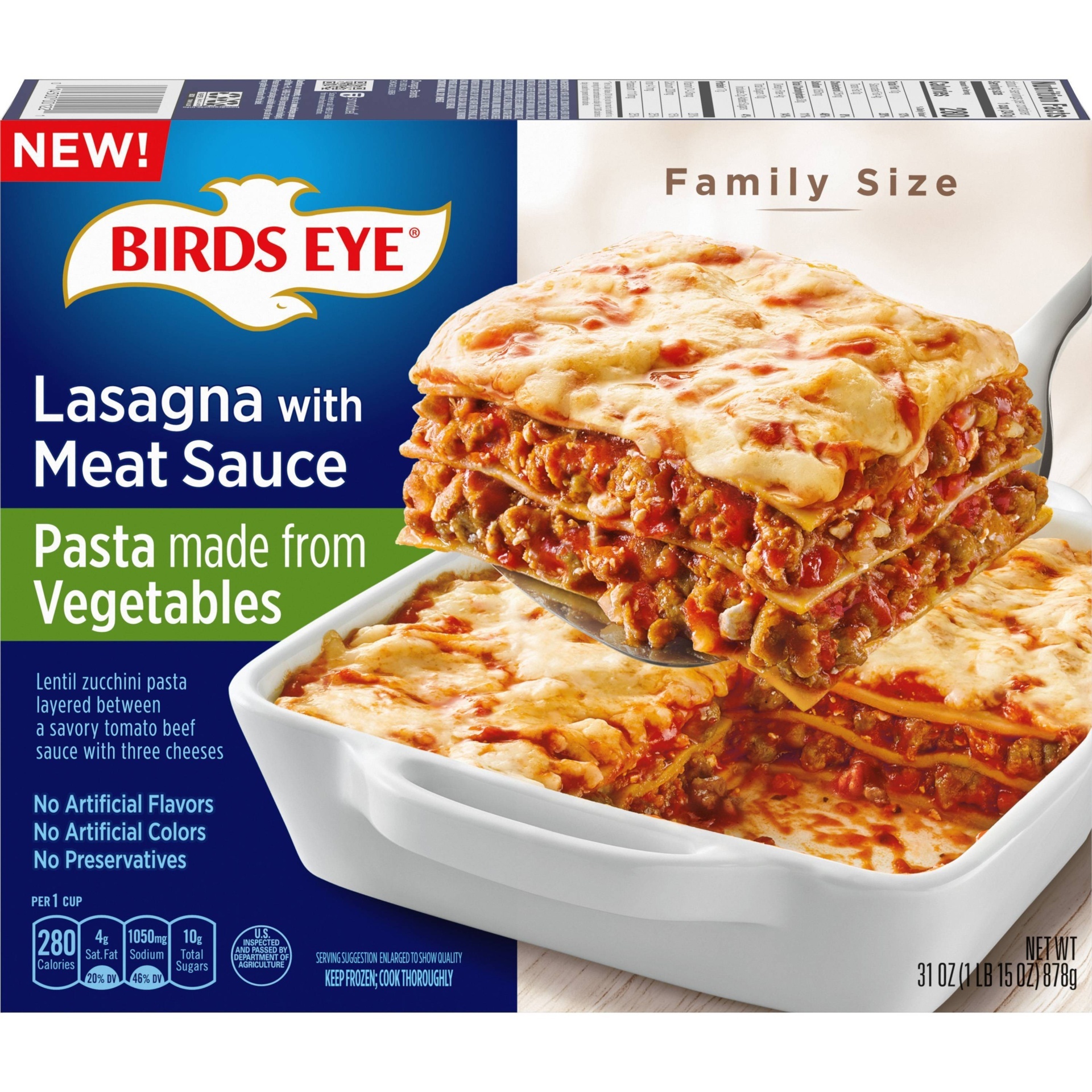 slide 1 of 3, Birds Eye Frozen Veggie Pasta Lasagna with Meat Sauce, 31 oz