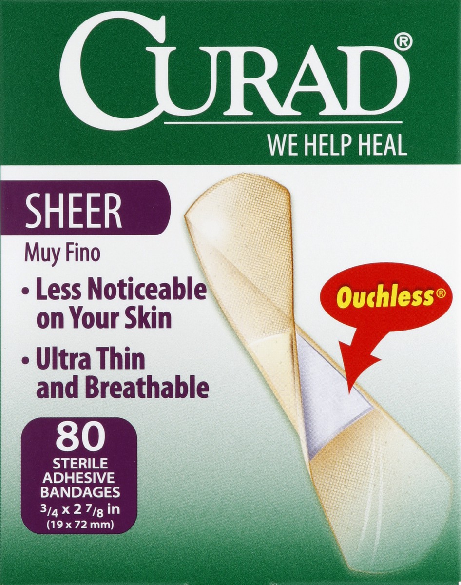 slide 4 of 5, Curad Adhesive Bandages - Sheer, 80 ct