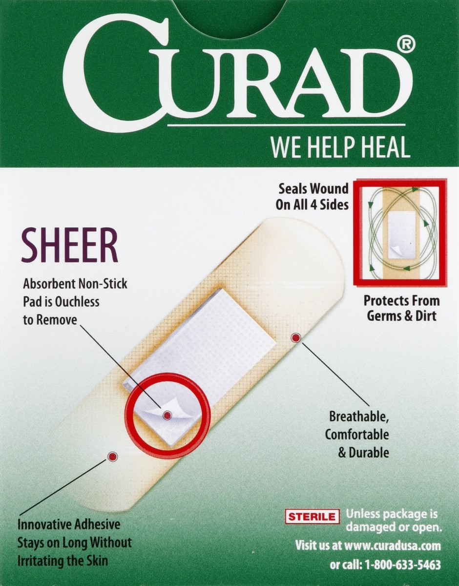 slide 5 of 5, Curad Adhesive Bandages - Sheer, 80 ct