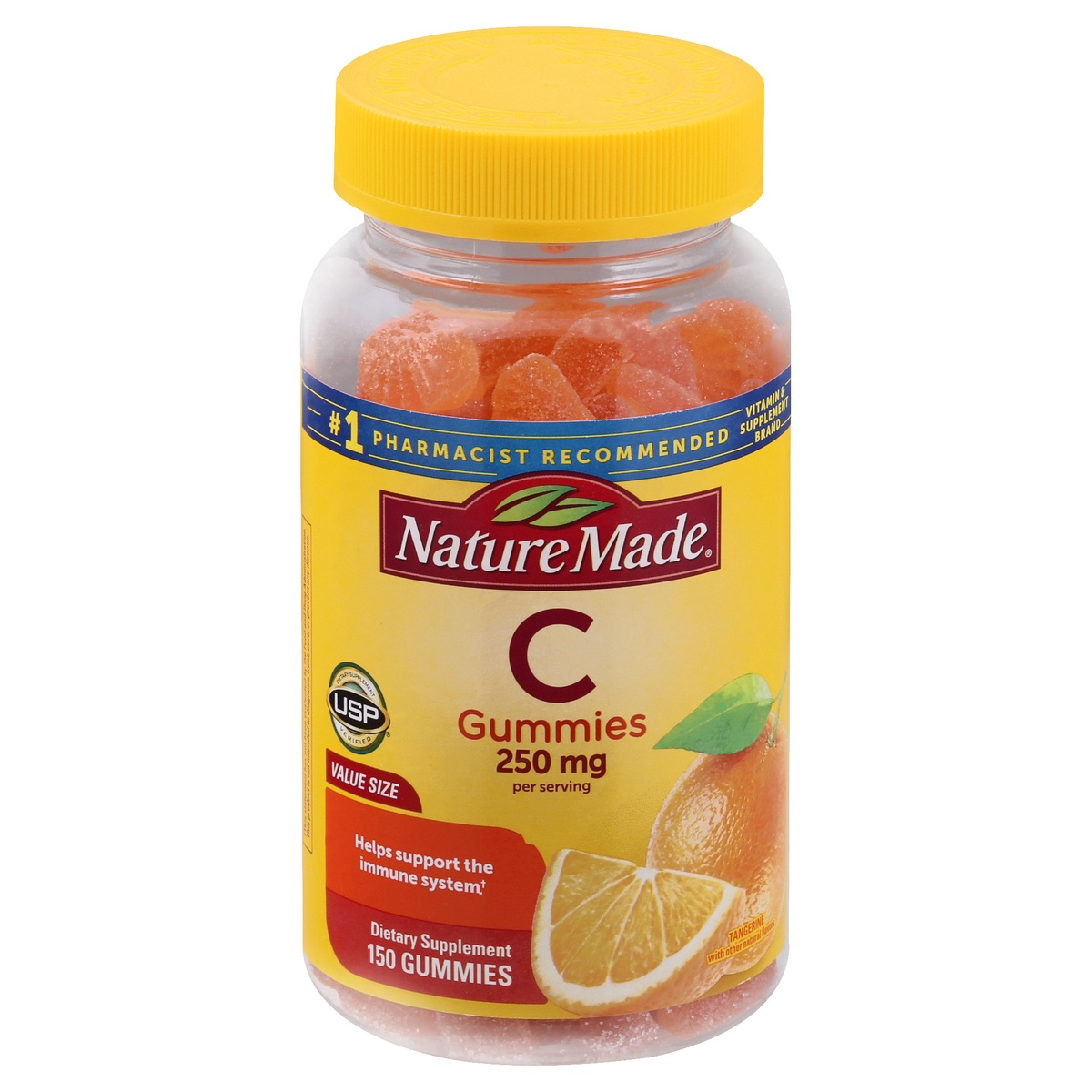 slide 1 of 3, Nature Made Immune Support Gummies with Vitamin C 250mg Per Serving - Tangerine Flavored - 150ct, 