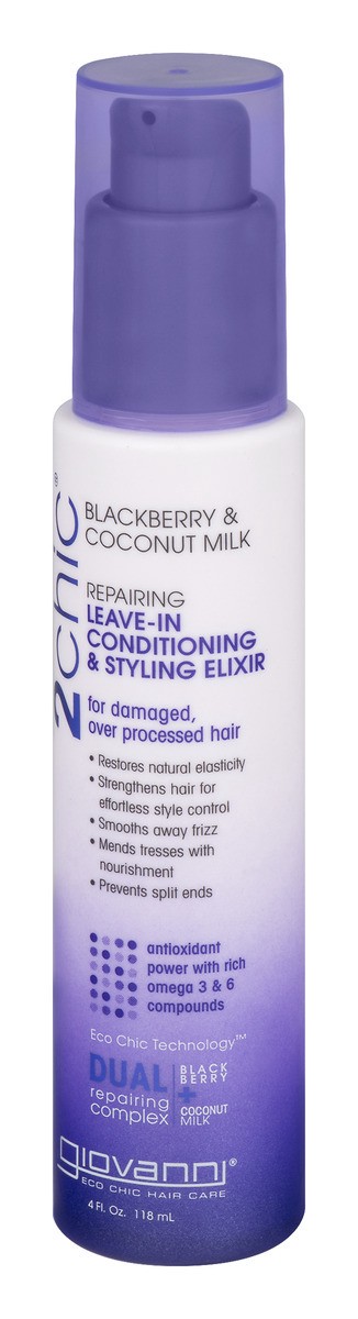 slide 2 of 9, Giovanni 2Chic Blackberry & Coconut Milk Ultra-Repair Leave-in Conditioning & Styling Elixir, 4 oz