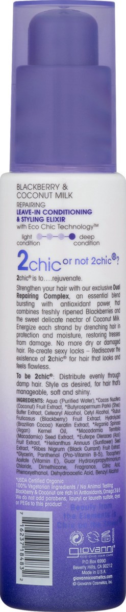 slide 8 of 9, Giovanni 2Chic Blackberry & Coconut Milk Ultra-Repair Leave-in Conditioning & Styling Elixir, 4 oz