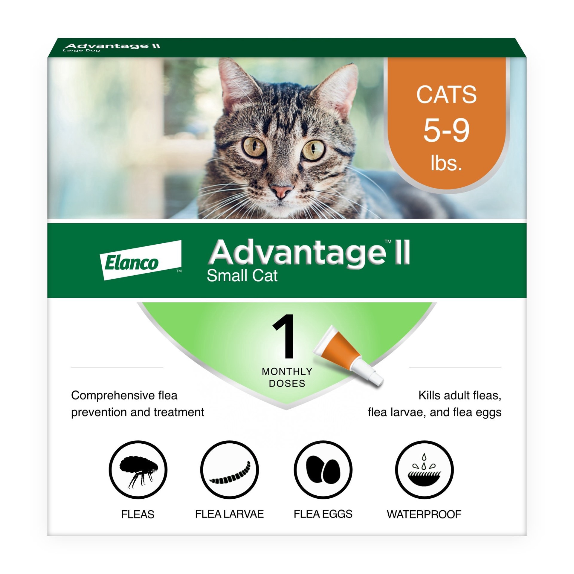 slide 1 of 1, Advantage II Vet-Recommended Flea Treatment & Prevention for Small Cats, Count of 1, 1 ct