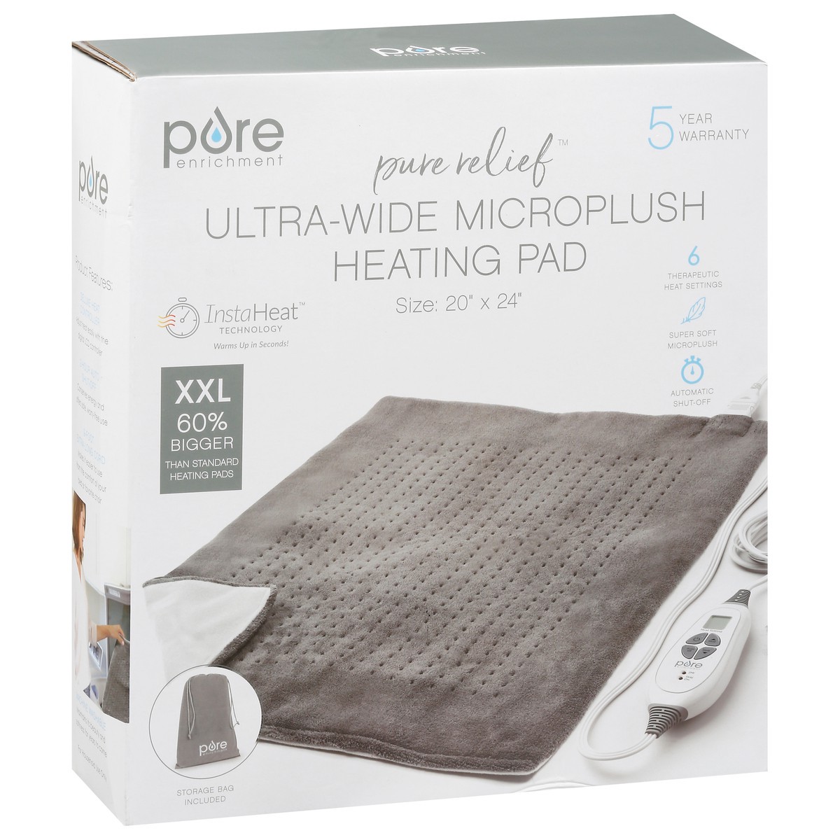 slide 12 of 12, Pure Enrichment Pure Relief Ultra-Wide Microplush XXL Heating Pad 1 ea, 1 ct