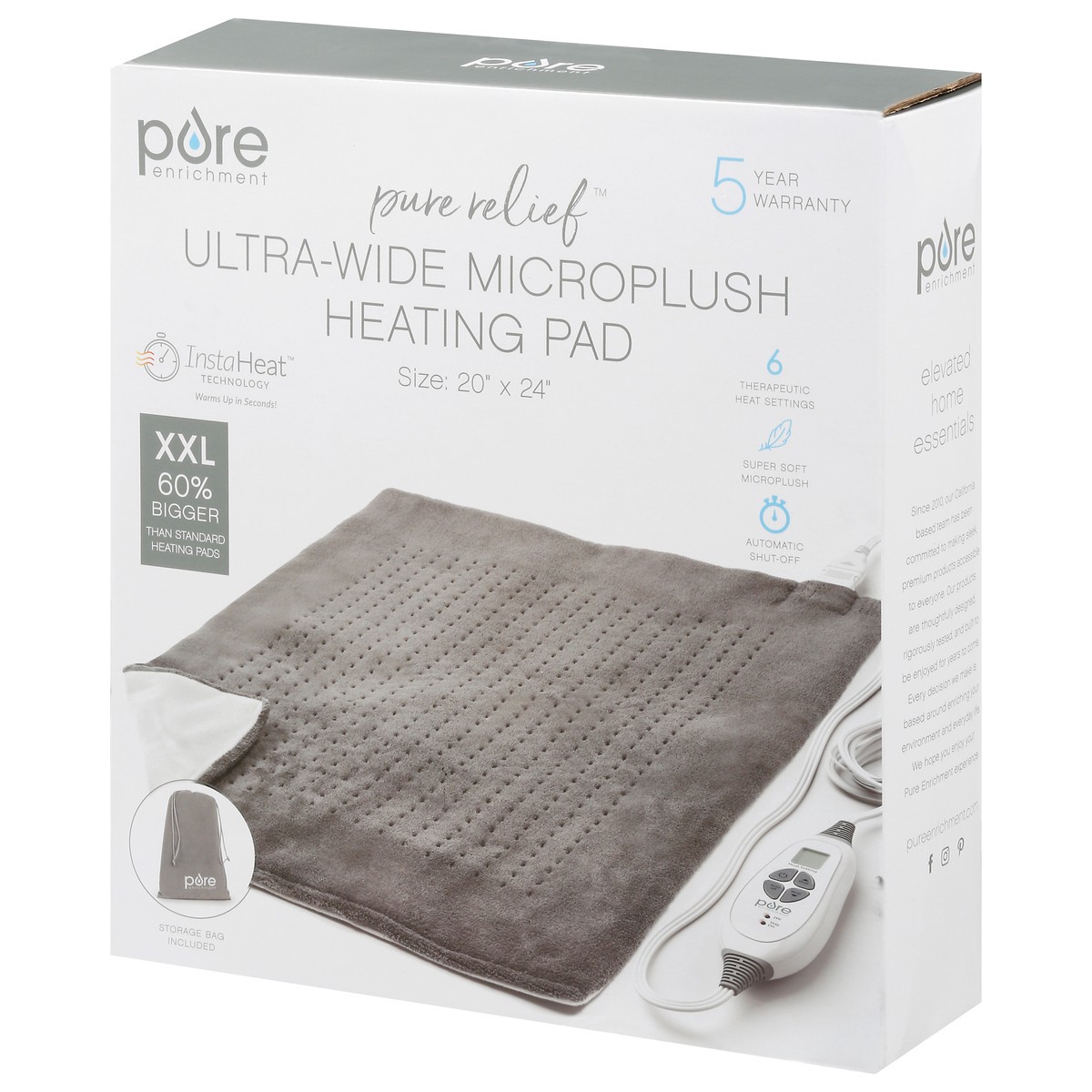 slide 7 of 12, Pure Enrichment Pure Relief Ultra-Wide Microplush XXL Heating Pad 1 ea, 1 ct