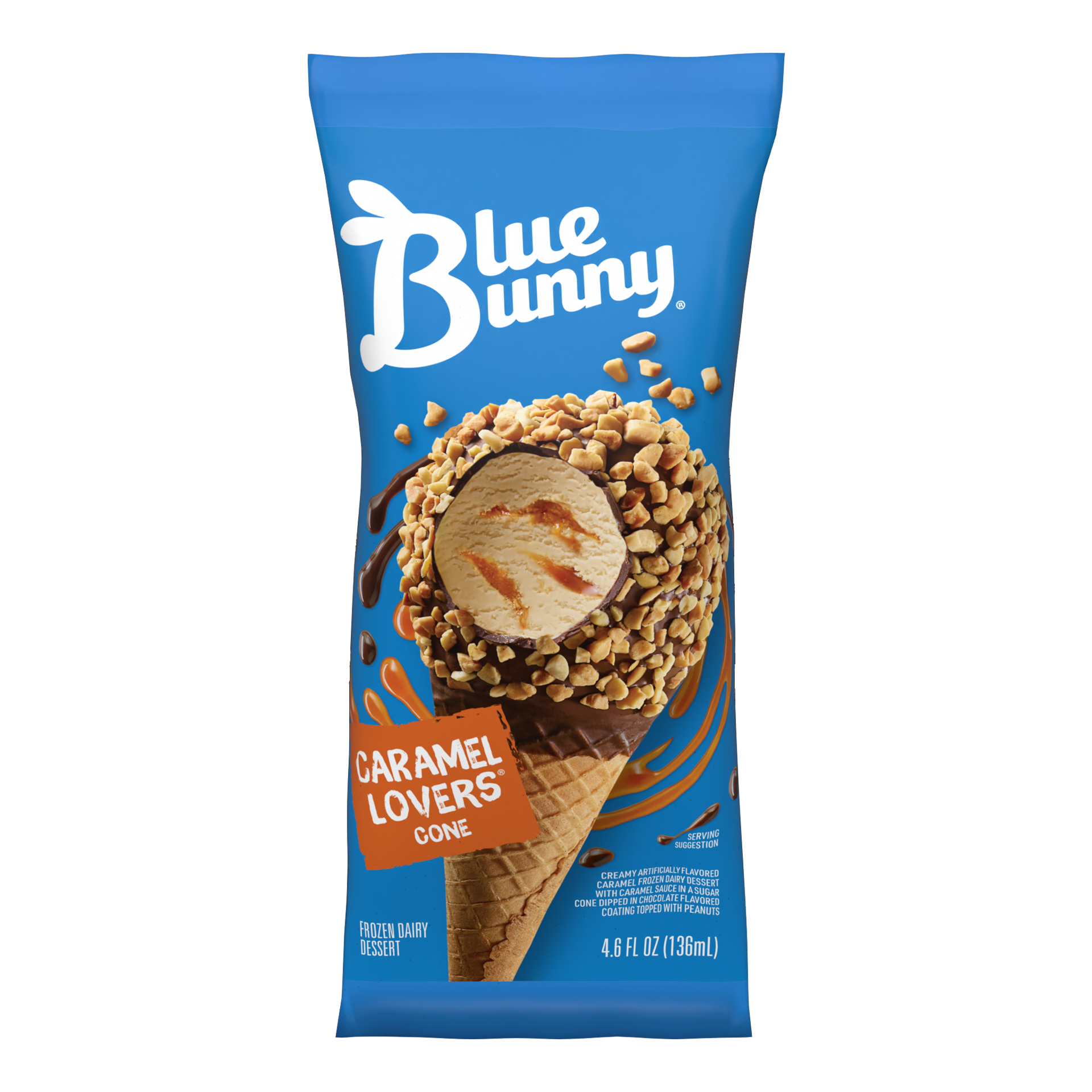 slide 1 of 2, Blue Bunny Caramel Lovers Cone, 4.60 fl oz