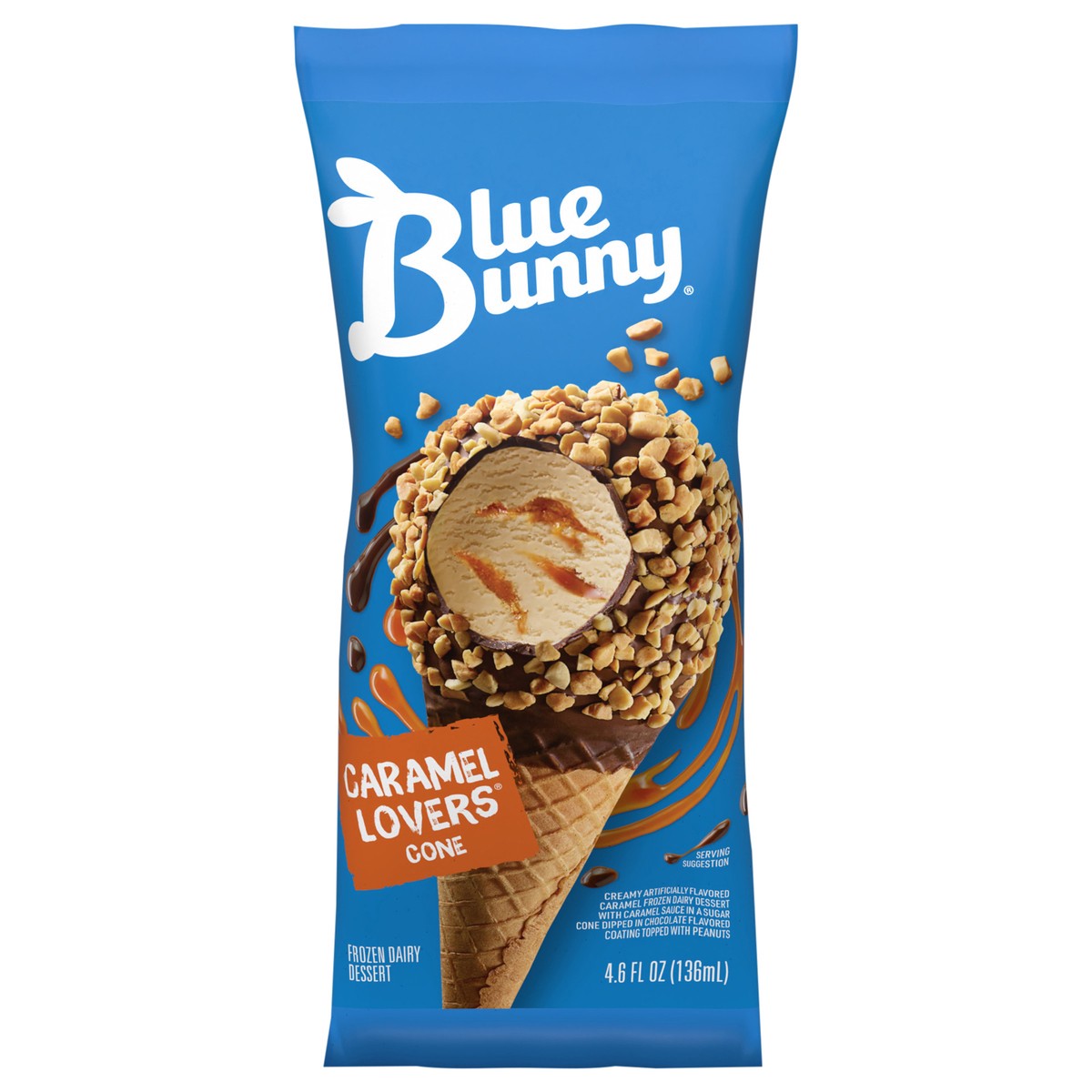 slide 1 of 2, Blue Bunny Caramel Lovers Cone, 4.6 fl oz