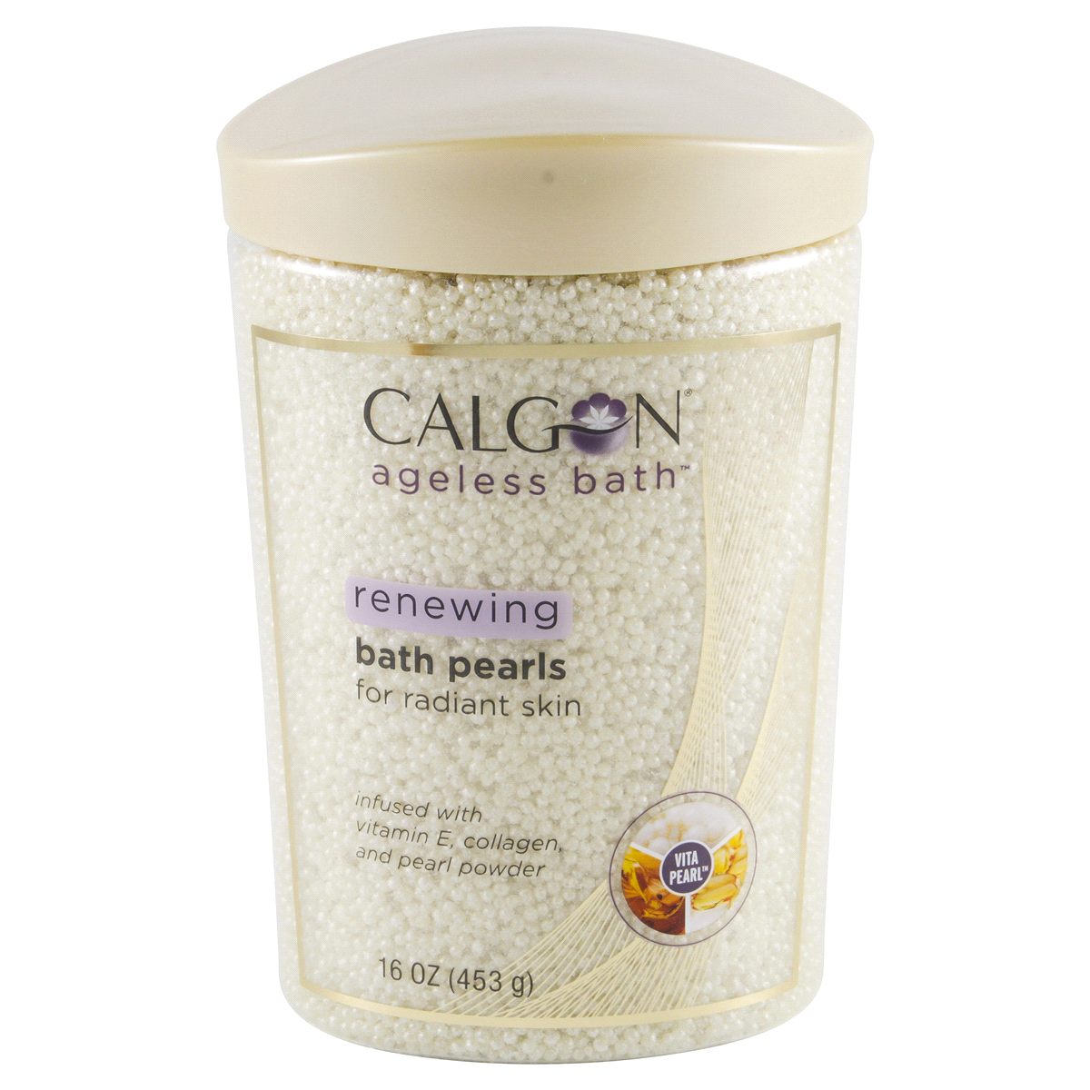 slide 1 of 1, Calgon Ageless Bath Renewing Bath Pearls For Radiant Skin, 16 oz
