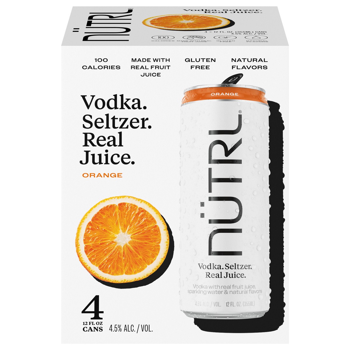 slide 1 of 4, Nutrl Orange Vodka 4 - 12 fl oz Cans, 4 ct; 12 oz