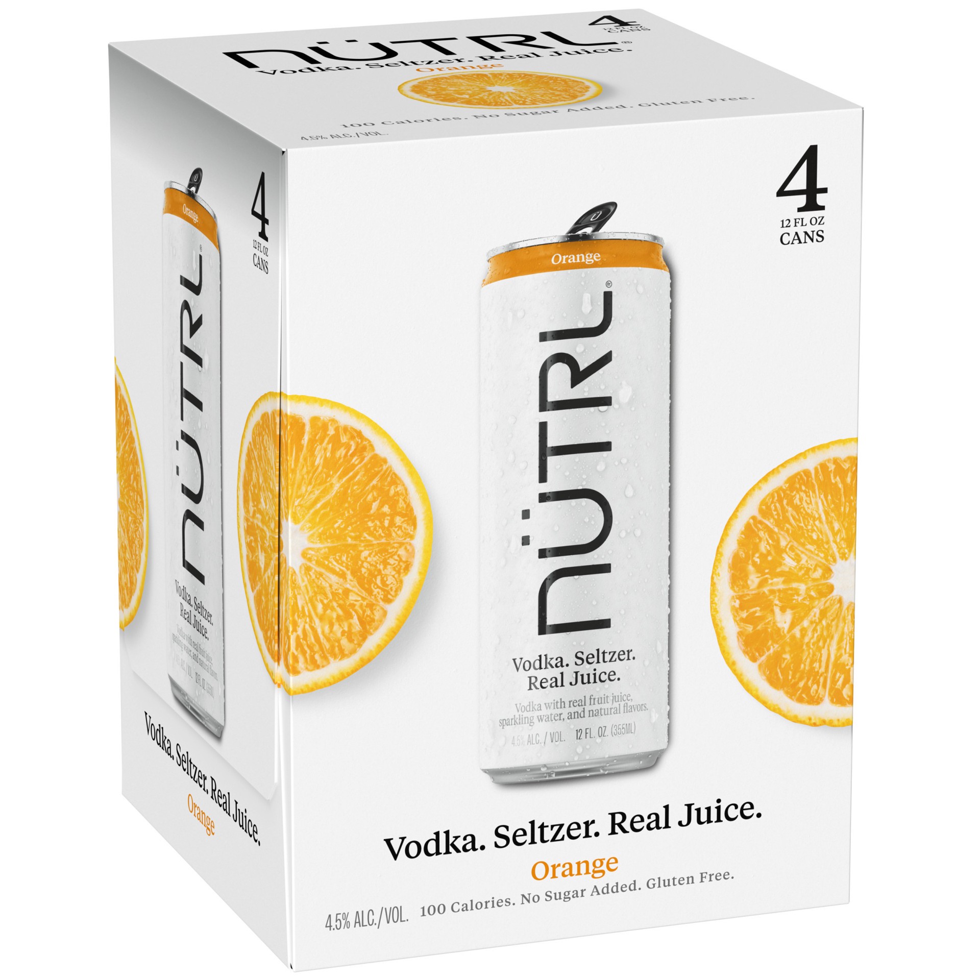 slide 1 of 4, Nutrl Orange Vodka Seltzer 4 Pack, 12 Fl. Oz. Cans, 48 fl oz