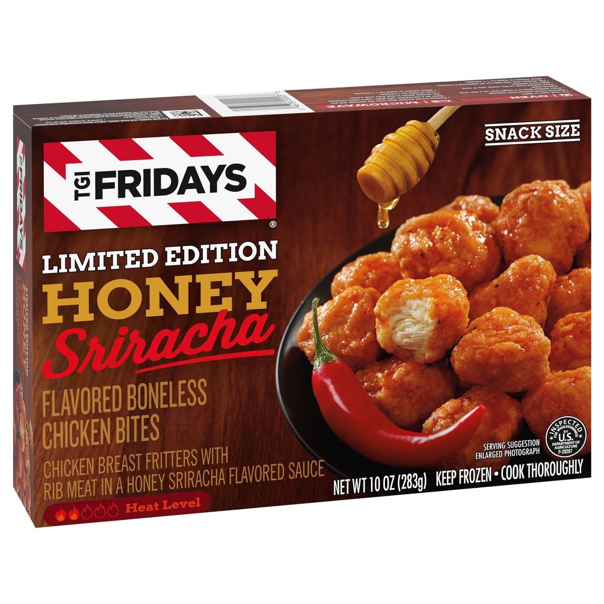 slide 12 of 13, T.G.I. Fridays TGI Fridays Frozen Appetizers Limited Edition Honey Sriracha Flavored Boneless Chicken Bites, 10 oz. Box, 10 oz
