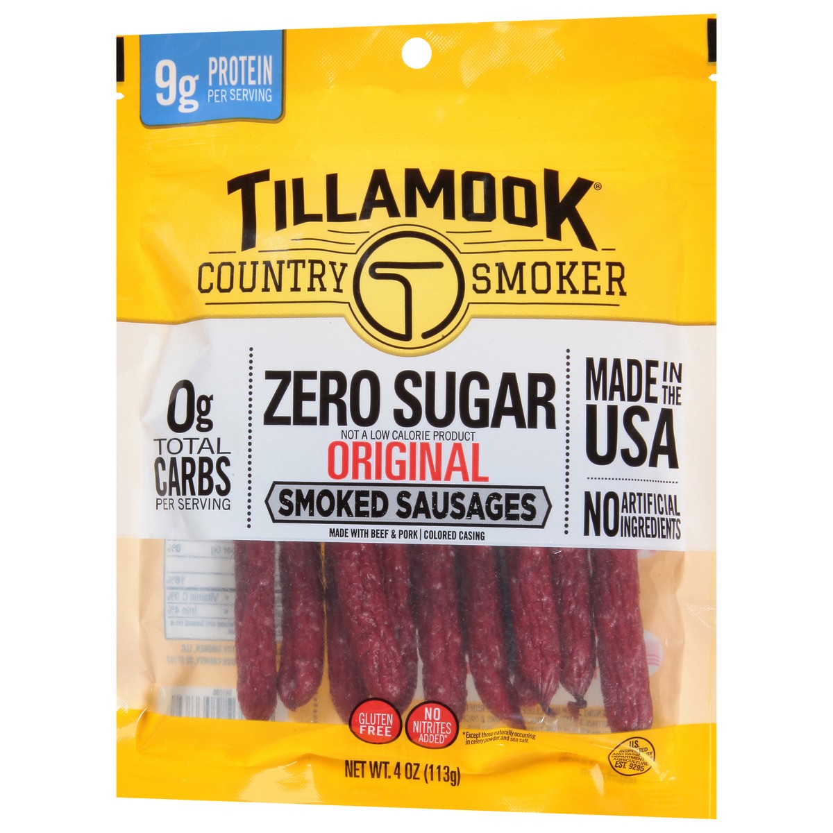 slide 6 of 9, Tillamook Country Smoker Zero Sugar Original Smoked Sausages 4 oz, 4 oz